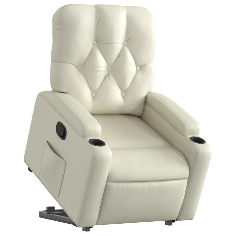 Fauteuil inclinable Crème Similicuir Modèle Jervina - 8721012172616_0