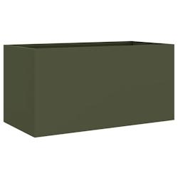 Helloshop26 - Jardinière bac lit surélevé plantes fleurs terrasse jardin olive 62 x 30 x 29 cm acier vert 02_0038705 - 3000217932429_0