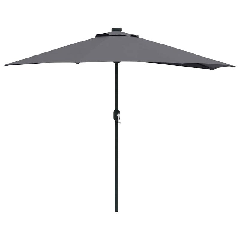Helloshop26 - Parasol de jardin moderne pliable 294 x 150 x 224 cm avec éclairage LED pour ambiance cosy en polyester anthracite 02_0058668 - 3000240_0