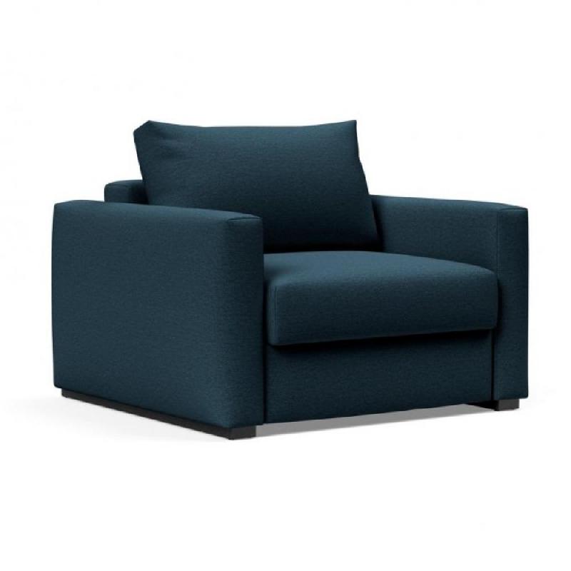 INNOVATION LIVING  FAUTEUIL DESIGN AVEC ACCOUDOIRS COSIAL TISSU ARGUS NAVY BLUE CONVERTIBLE LIT 80*202CM_0