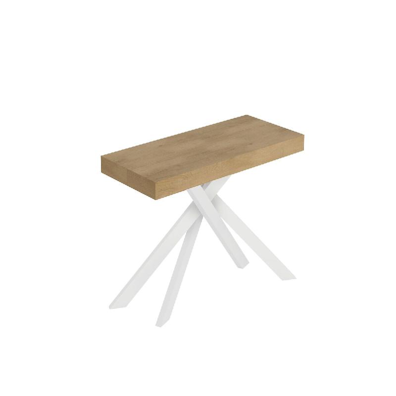 Itamoby Console Extensible 90X40/196 Cm Saki Small Chêne Nature Pieds Blancs - marron VE090COSAKSMA-QN-BI_0