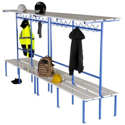 BANC VESTIAIRE LATTES PVC DF + PORTE SACS 2 M 7016 ANTHRACITE - MANUTAN COLLECTIVITÉS