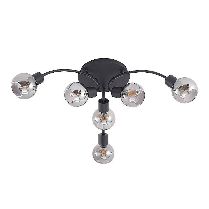 LINDBY ERIDIA PLAFONNIER, NOIR, 6 LAMPES, ROND