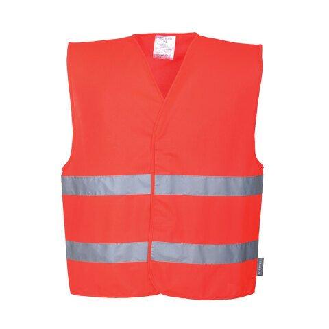 LOT DE 4 - PORTWEST C474 GILET DOUBLE BANDE ROUGE - TAILLE L/XL