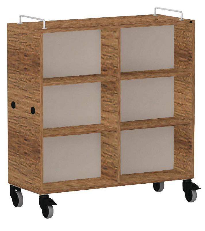 MEUBLE BAS SHIFT+ LANDSCAPE MÉLAMINÉ 8 ÉTAGÈRES - NOYER - GRIS TERRE D\'OMBRE - MANUTAN COLLECTIVITÉS