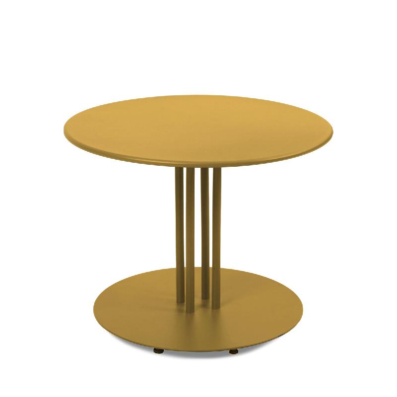 Oviala Business Table basse de jardin ronde en métal Ø50x38 cm jaune Oviala - jaune acier 114126_0