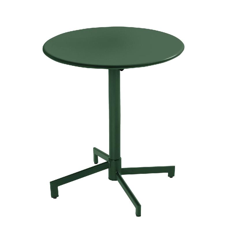 Oviala Business Table de terrasse ronde bistrot avec plateau rabattable vert forêt - vert acier 114285_0