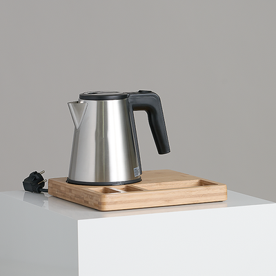 Plateau d'accueil WOODY 0.6L - Bouilloire Strix pivotante en bambou durable_0