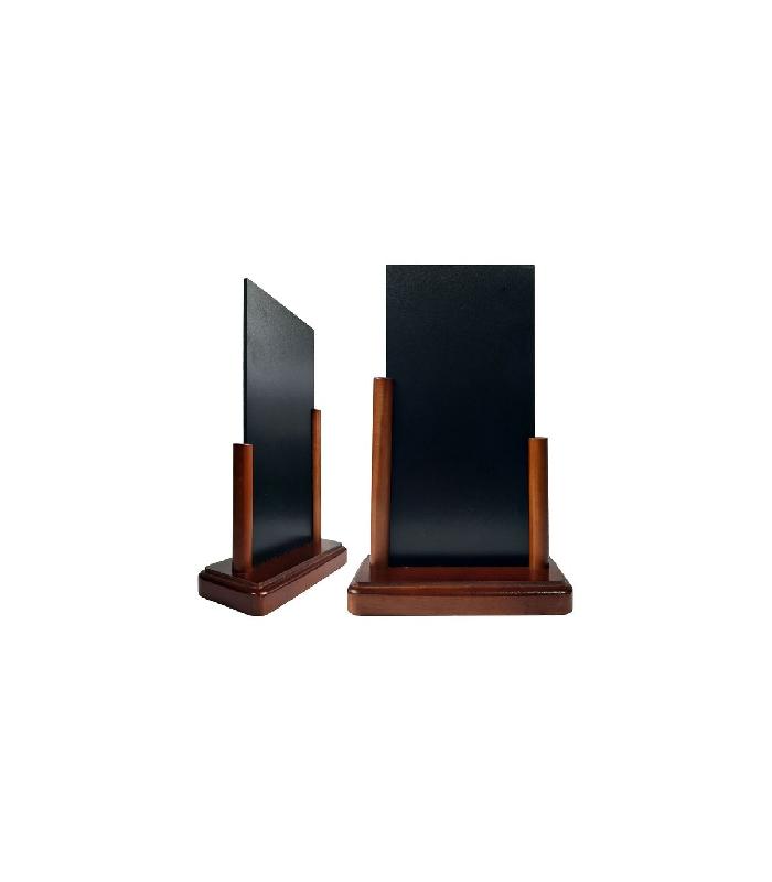 Porte menu de table en bois couleur acajou avec ardoise dimensions 20 x 10 cm - Lot de 2 - Référence : PFN26_0