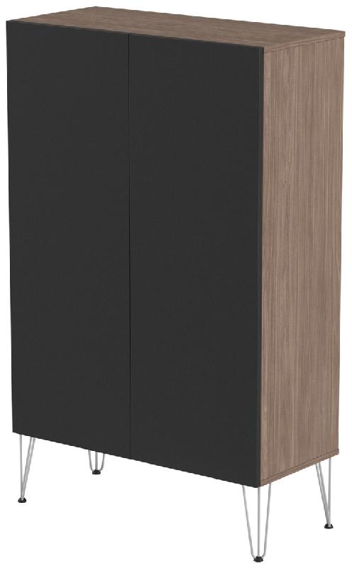 RANGEMENT HAUT JAVA 100 CM 2 PORTES NOYER/NOIR - MANUTAN COLLECTIVITÉS