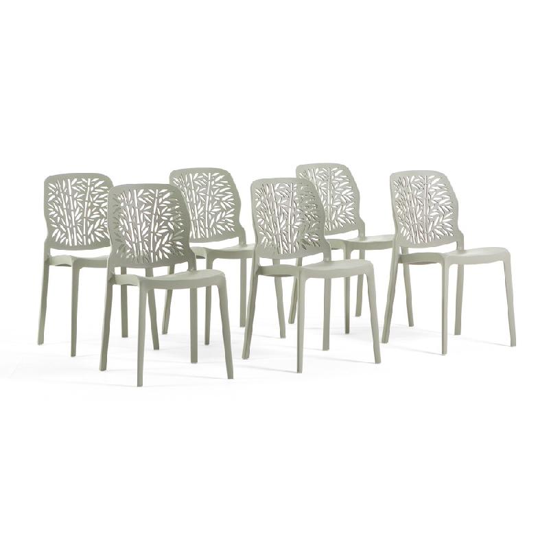 RATTATAN Lot de 6 chaises empilables en polypropylène, dossier ajouré et pieds antidérapants, pour salle à manger, jardin, bars et restaurants –_0