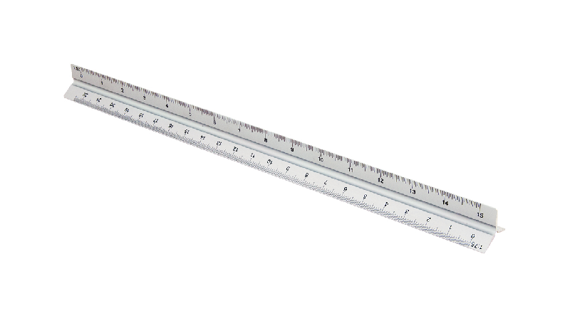 Règle scalimètre en aluminium triangulaire - 30 cm - Échelles 1:20, 1:25, 1:50, 1:75, 1:10_0