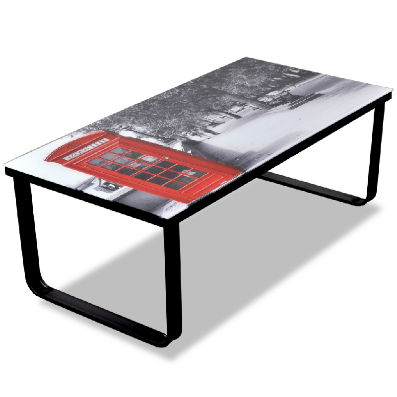 TABLE BASSE DE SALON DESIGN VERRE LONDRES 90 X 45 CM NOIR 0902030_0