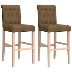 VidaXL Chaises De Bar Lot De 2 Bois Massif D Hévéa Et Tissu - gris 4006220_0