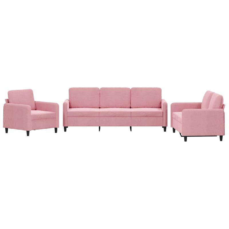VidaXL Ensemble de canapés 3 pcs rose velours Modèle Nova Classique - 3201937_0