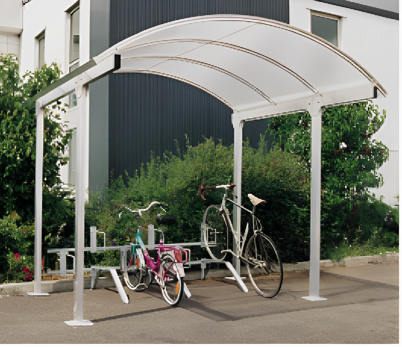 Abri multifonction longitudinal - Structure aluminium brut - Toiture en polycarbonate alvéolaire - Longueur 2500 mm - Hauteur 2800 mm_0