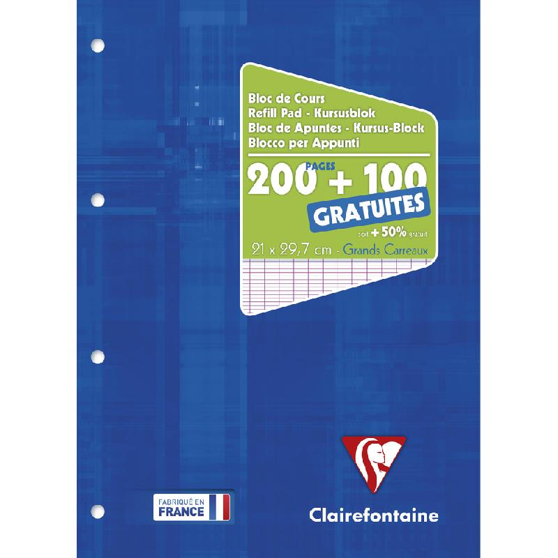 Lot de 3 blocs-notes perforés OXFORD # A4+ - Grands carreaux - 80 feui