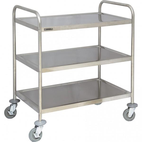 Chariot manuel en inox - 2 ou 3 plateaux - Charge maximale 120 kg - Marque Rolléco_0