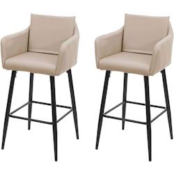 Décoshop26 - Lot de 2 tabourets de bar avec repose-pieds en synthétique taupe et métal noir TDB04064 - noir 3001093269609_0