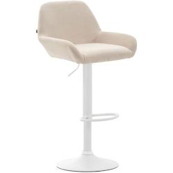 Décoshop26 - Tabouret de bar x1 repose-pieds en forme d'arc en métal blanc assise en tissu crème 10_0004549 - blanc 3000252168890_0
