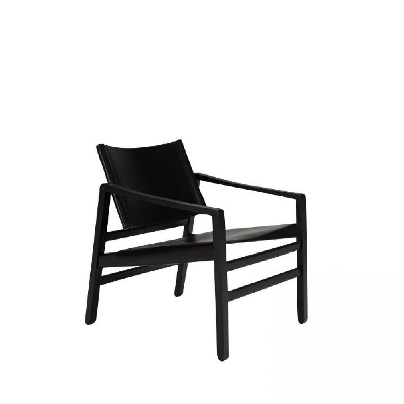 FAUTEUIL LUK CUIR NOIR STRUCTURE CHÊNE MASSIF TEINTÉ NOIR_0