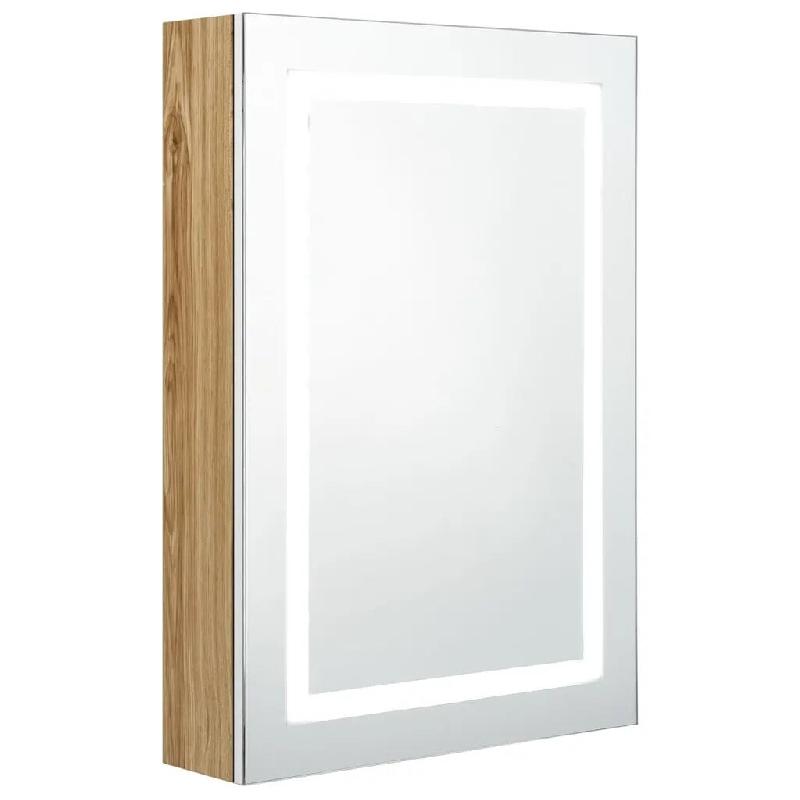 Helloshop26 - Armoire murale à miroir LED pour salle de bain 50 x 13 x 70 cm avec 3 étagères design contemporain en MDF blanc 02_0046742 - blanc ve_0