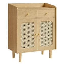 Helloshop26 - Buffet cannage meuble de rangement placard avec portes et tiroirs en rotin étagère 40 x 70 x 90 cm  salon beige 12_0006047 - 300022336_0