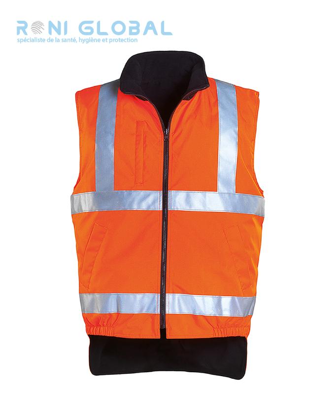 Gilet de sécurité haute visibilité réversible en polaire - Polyester enduit polyuréthane - 5 poches - Class 2 - Hi-Way Coverguard_0