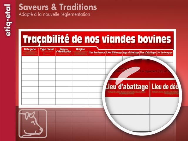 PANNEAU TRAÇABILITÉ VIANDES BOVINES