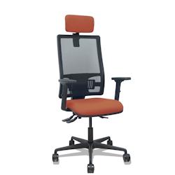Piqueras y Crespo Silla Bormate asincro malla negra asiento bali marrón brazos 2D ruedas 65mm cabecero regulable - marron multi-matériau 405ASM840B3_0