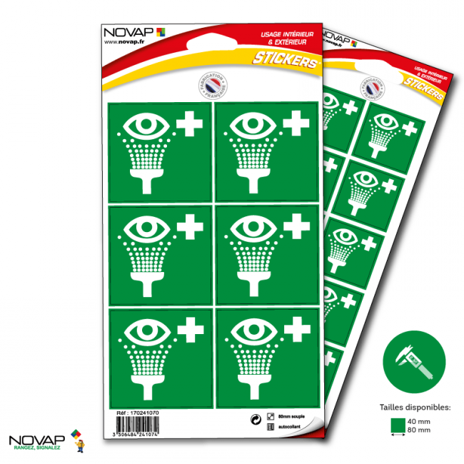 Planches de 6 panneaux adhésifs 80x80 mm incendie évacuation - PADCPN-NV02/RCGY_0