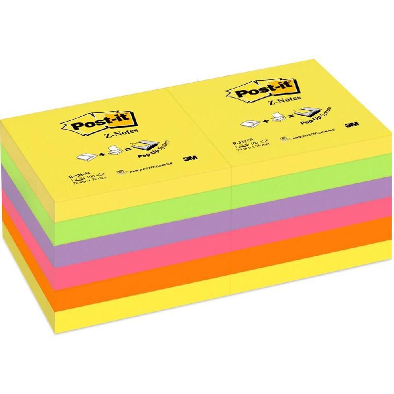 POST-IT® BLOC DE Z-NOTES ADHÉSIVES  - 76 X 76 MM - COULEUR : ARC-EN-CIEL