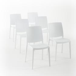 RATTATAN Set 6 Chaises en polypropylène avec fibre de verre empilables pour extérieur et jardin, bar et restaurant, cuisine design moderne - CARMEN_0