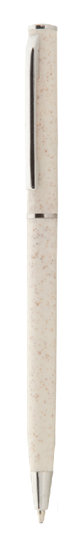 Stylo bille twist écologique en plastique paille de blé - Détails chromés - Encre bleue_0