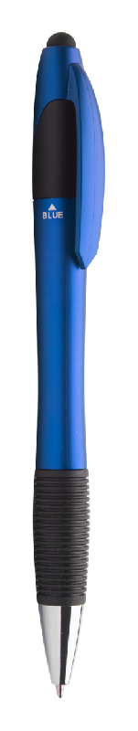 Stylo à bille stylet - plastique avec grip caoutchouc - embout chromé - encre noire, bleue et rouge_0