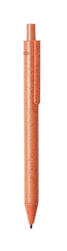 Stylo à bille écologique en plastique paille de blé - encre bleue - couleur orange - 8g_0