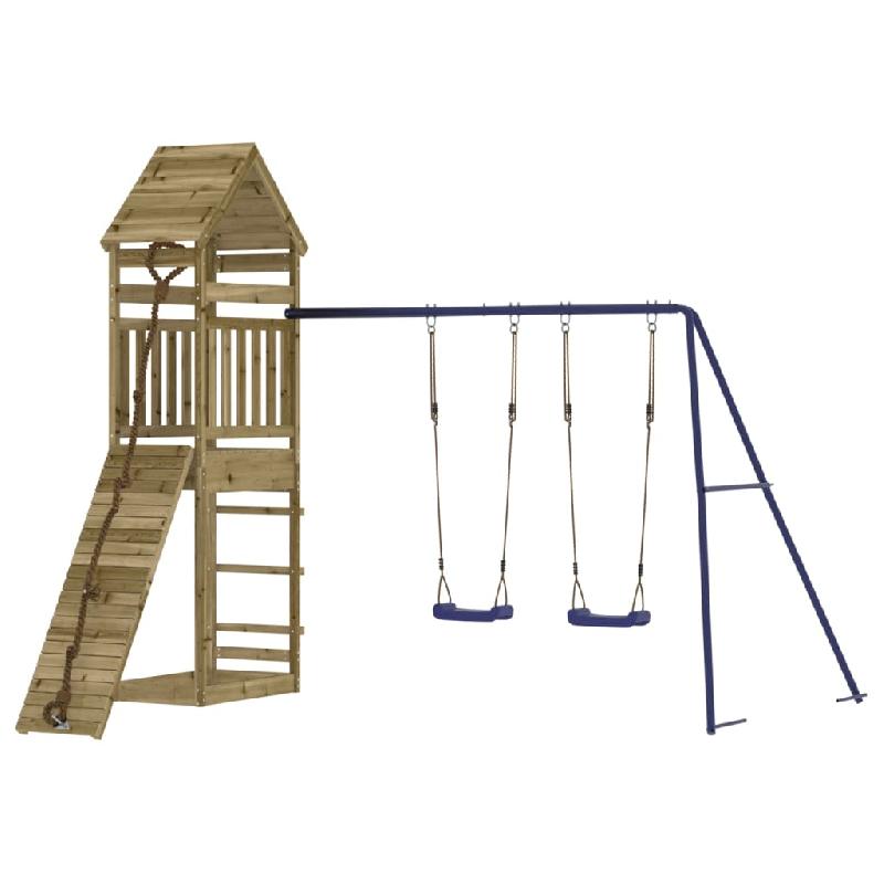 AIRE DE JEUX D\'EXTÉRIEUR BALANÇOIRES TOBOGGAN PORTIQUES ROBUSTE JEUX JARDIN 315 X 257 X 264 CM BOIS DE PIN IMPRÉGNÉ 02_0005036_0