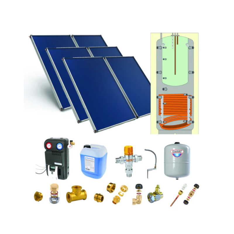 Astrea Pack G - SSC toiture inclinée 6 capteurs solaires, ballon  1000L production ECS bain-marie (226L), accessoires - Thermador - PSOLCHECSPMA610_0