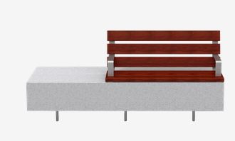 Banc public Ela Mini Plus UM371LP2 - béton armé hydrofuge, acier inoxydable, lattes en bois tropical_0
