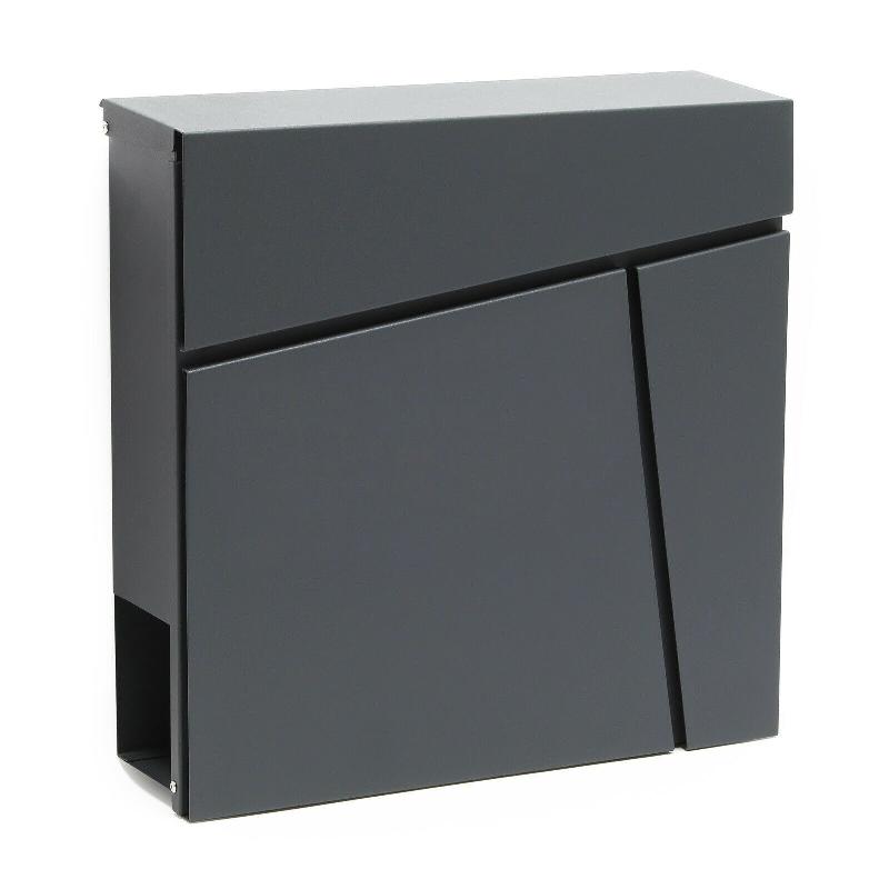 Boîte aux lettres murale design anthracite avec porte-journal en acier galvanisé - 37 x 37 x 10,5 cm - Réf. 16_0000098_0