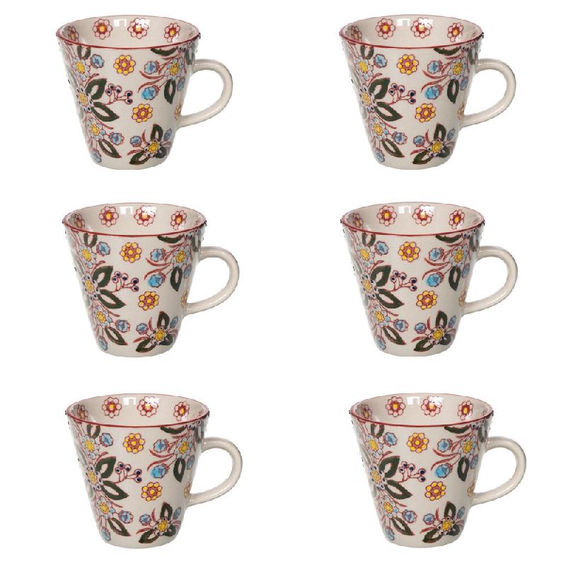 Coffret de 6 tasses Siena 17 cl -  Décoré Rond Grès Table Passion 10x8 cm - multicolore Grès 3106232387463_0