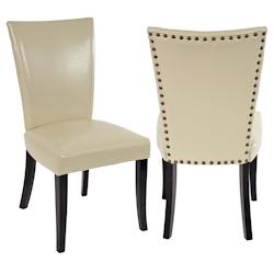 Décoshop26 - 2x chaises à manger Chesterfield synthétique crème pieds foncés bouton sur dossier 04_0000324 - 3000252398983_0