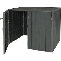 Décoshop26 - Abri de poubelles extérieur conteneurs à ordures jusqu'à 4 bacs 117x142x102 cm aspect bois métal extensible gris 04_0005606 - gris 3_0