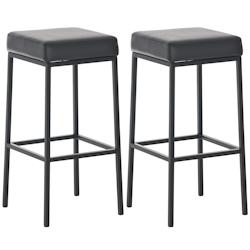 Décoshop26 - Lot de 2 tabourets de bar avec repose-pieds design simple hauteur 85 cm en PVC noir et métal noir 10_0004381 - noir 3000252074832_0