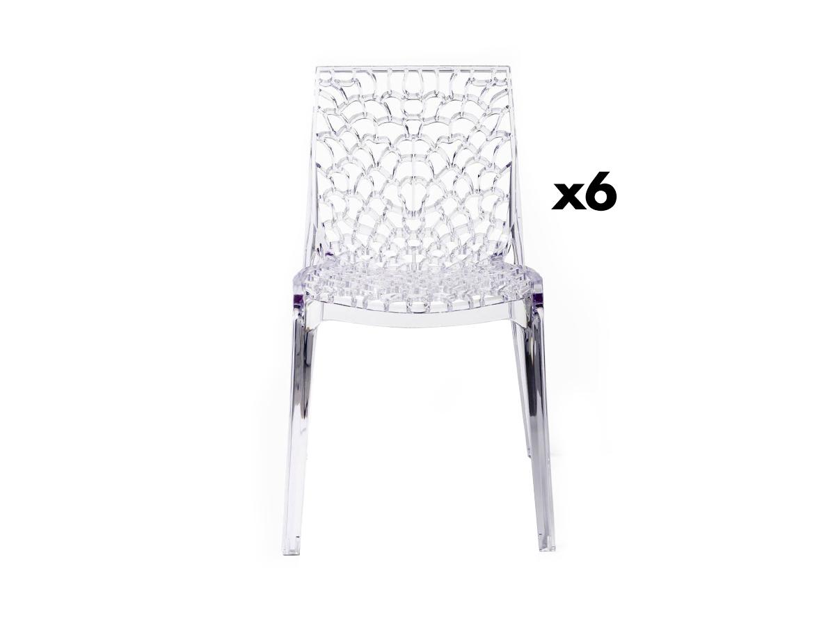 Diademe - lot de 6 chaises empilables - polycarbonate plein - cristal_0