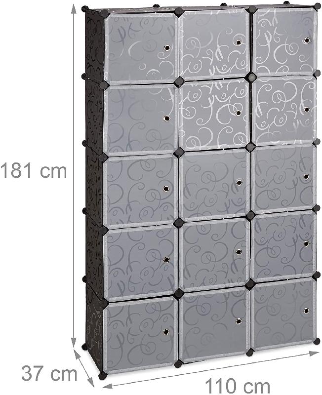 Armoire de rangement en plastique meuble penderie étagère avec portes et  tringle 145 cm blanc 13_0001961_2
