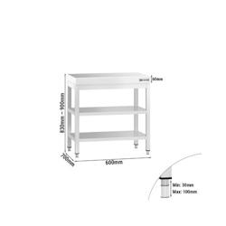 GGM Gastro Tables Inox de Travail Centrales Premium avec 2 étagères - Profondeur 700 mm - ATK67ZB - 4063326275879_0