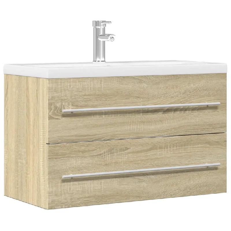 Helloshop26 - Armoire d'évier murale design vintage salle de bain 80 x 38 x 48 cm en bois d'ingénierie vieux bois 02_0050809 - Bois massif 300023657_0