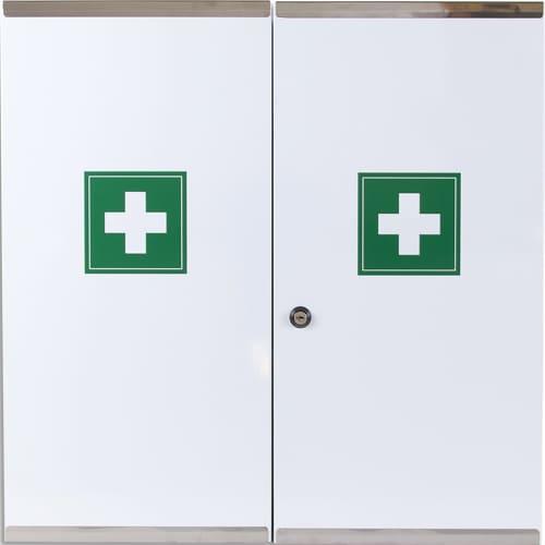 Laboratoires esculape armoire à pharmacie 2 portes double en metal, serrure à clé 53 x 53 x 20 cm_0