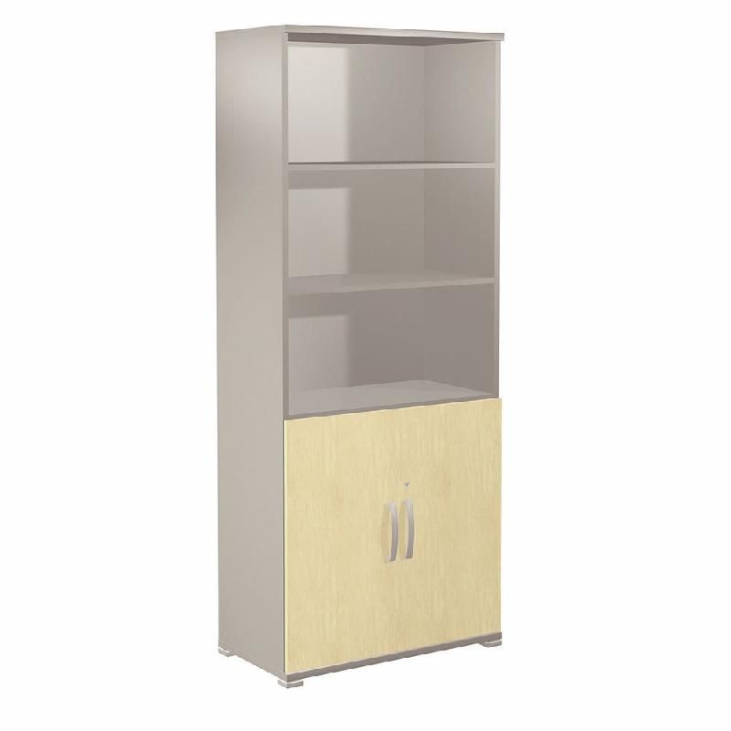MEUBLE HAUT ACTIVITY 2 PORTES BASSES - H. 180 X L. 80 X P. 45 CM - CORPS ALUMINIUM - COLORIS DES PORTES : HÊTRE.